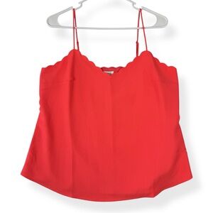 J Crew Scalloped Cami Tank Womens 8 Neon Rose V Neck Style# BF810